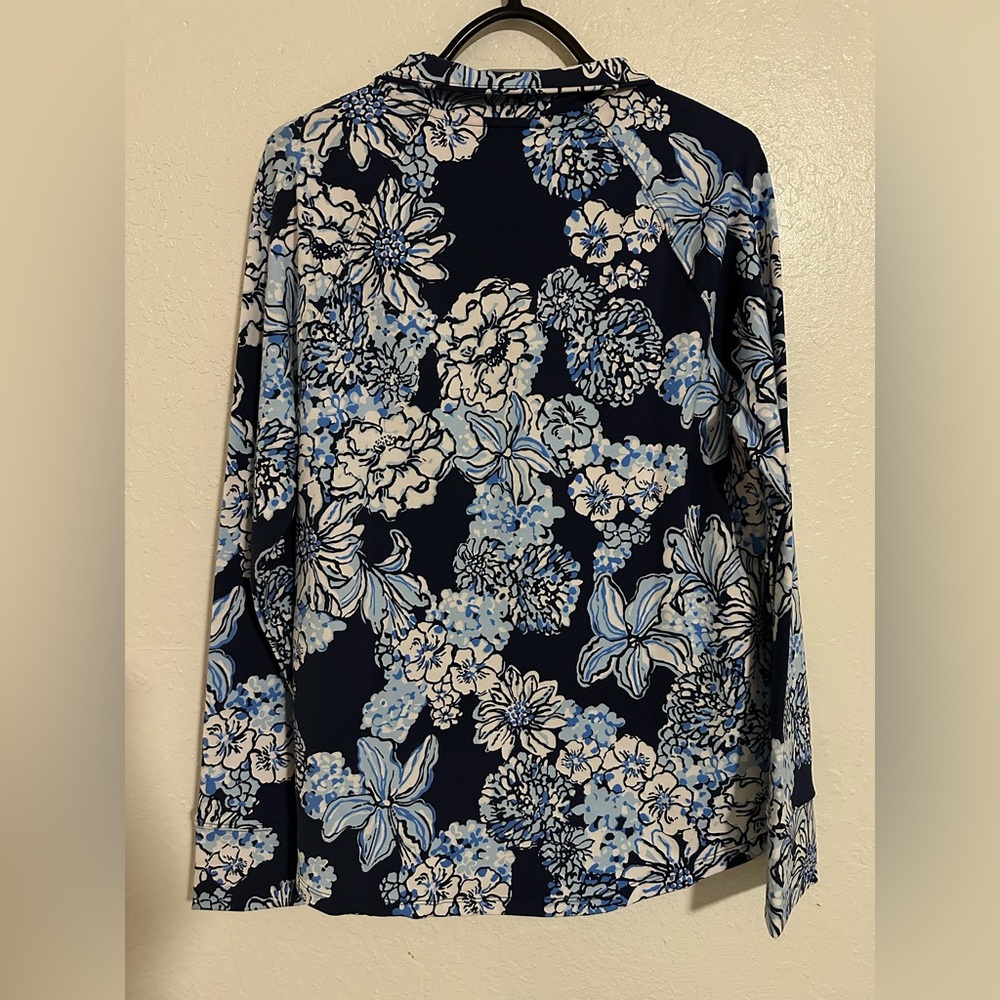 Floral Blue and White Women's Top - Picture 3 of 5